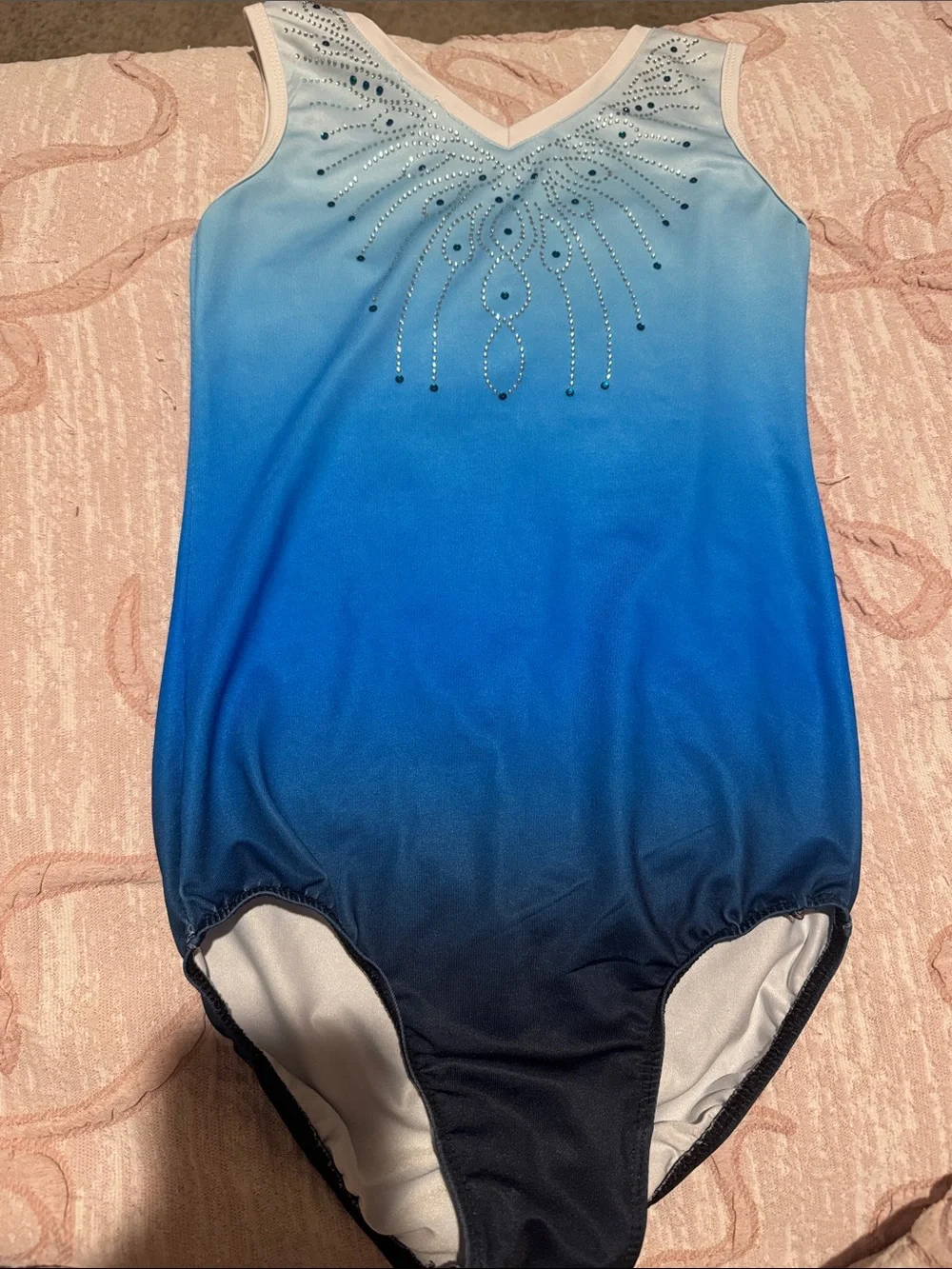Girls' Blue Ombre Rhinestone Gymnastics Leotard